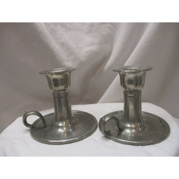Everlast Pewter Candle Holders Vintage Hand crafted early American silver - Picture 9 of 9